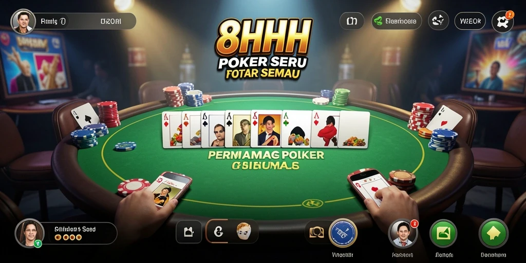Screenshot gameplay Poker 8HHH yang mendebarkan dan penuh aksi.