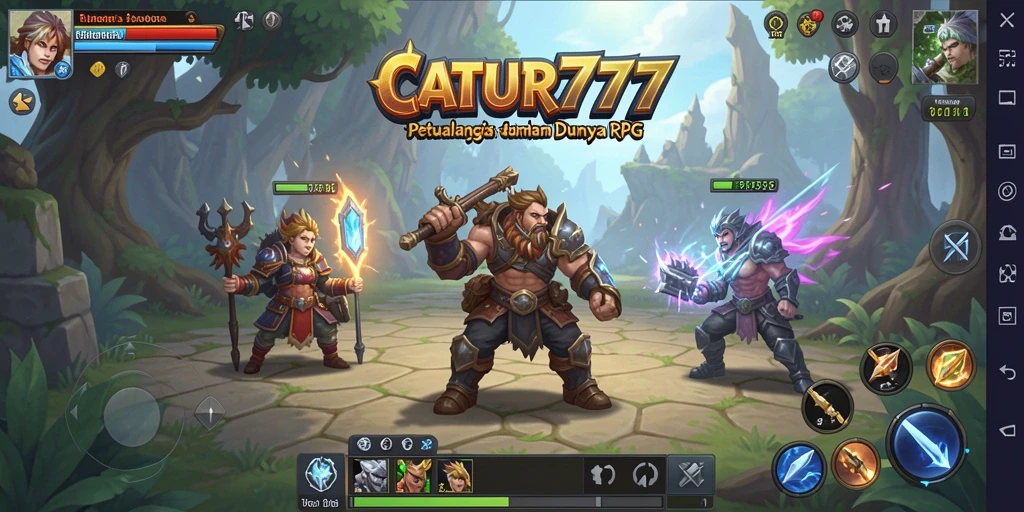 Tampilan gameplay RPG yang mendebarkan dalam CATUR777.