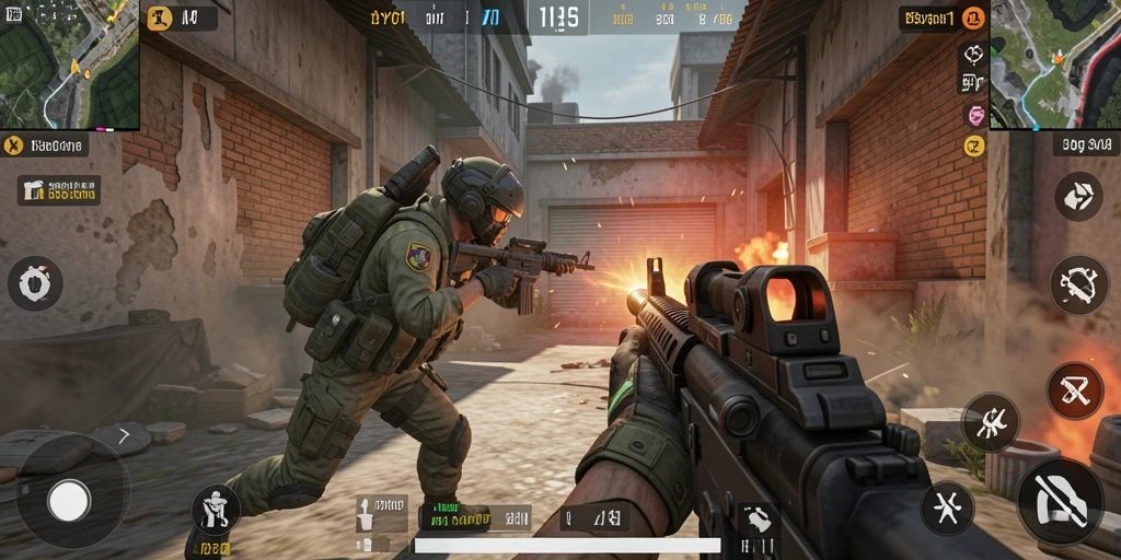 Tampilan gameplay DYO1 yang mendebarkan dalam genre FPS.