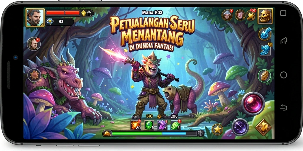 Screenshot gameplay H03 menampilkan eksplorasi dunia petualangan yang menarik.