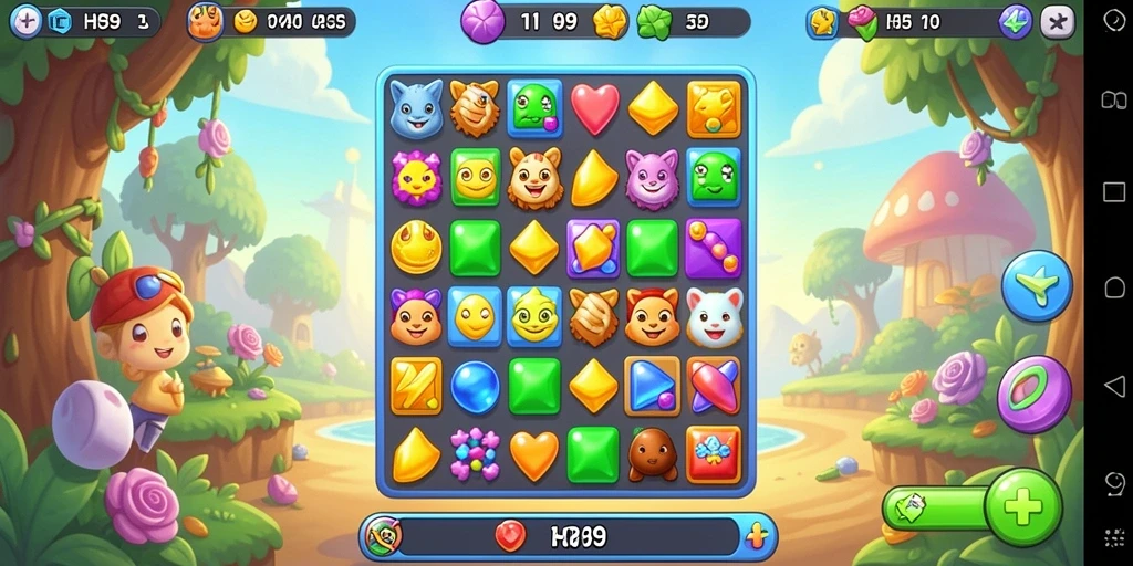Tampilan gameplay H89 dengan kombinasi permata berwarna-warni yang menarik.