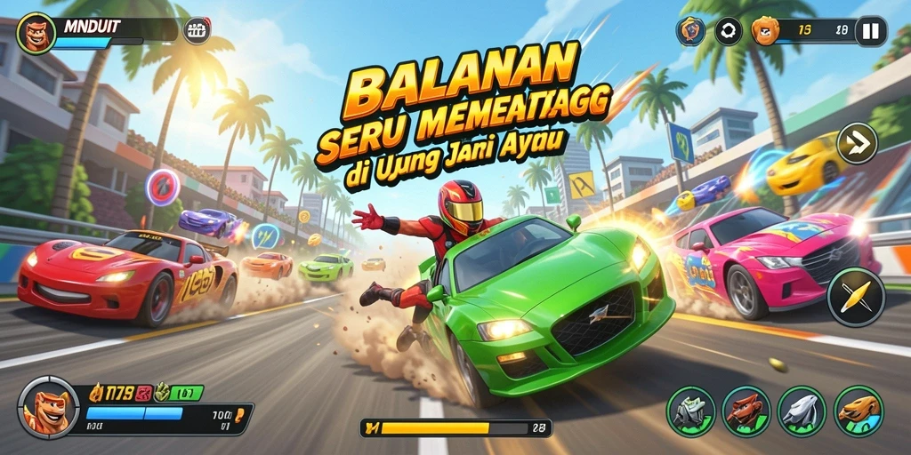 Tampilan gameplay MNDUIT yang memukau dan mendebarkan saat balapan.
