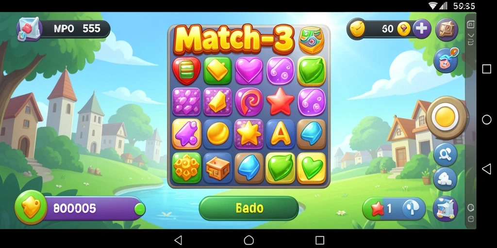 Tampilan gameplay seru dari MPO555 dalam permainan Match-3.