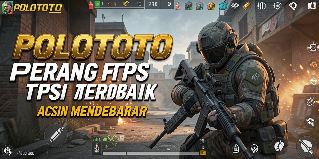 Screenshot gameplay POLOTOTO menampilkan aksi mendebarkan dalam pertempuran FPS.