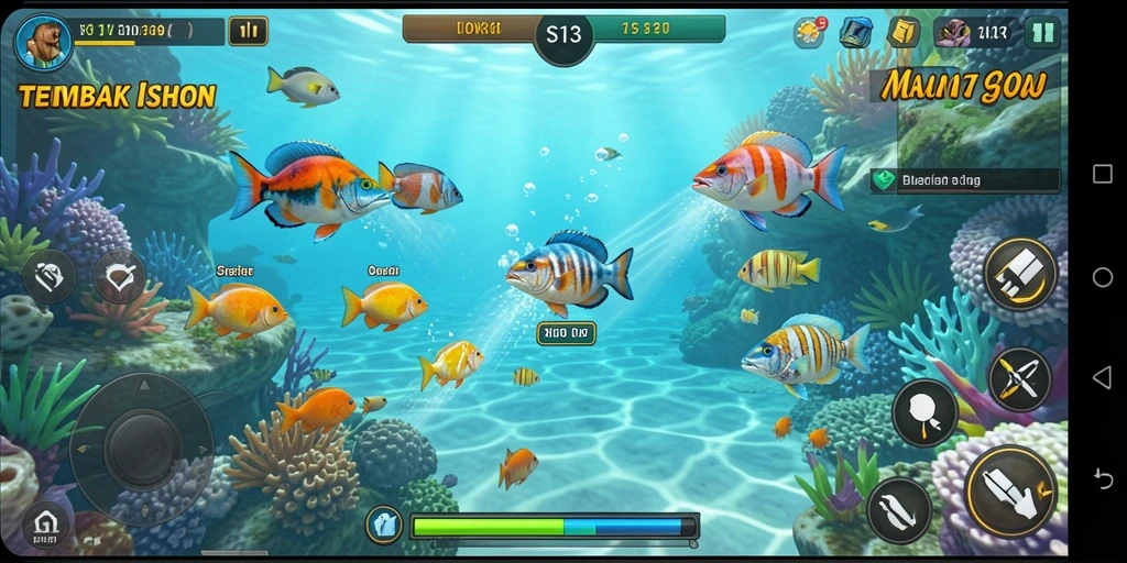 Gameplay seru dengan berbagai jenis ikan untuk ditembak.
