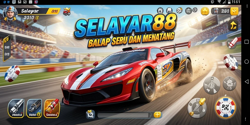 Screenshot gameplay <strong>SELAYAR88</strong> yang menampilkan aksi balap mendebarkan.