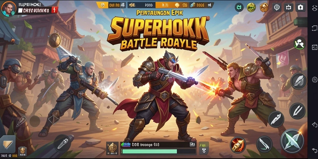 Gameplay seru dan intens di SUPERHOKI saat bertempur di arena Battle Royale.