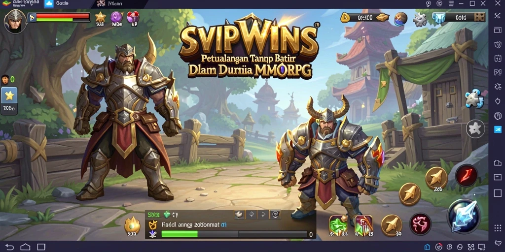 Screenshot SVIPWINS menampilkan pertempuran epik dalam dunia MMORPG.