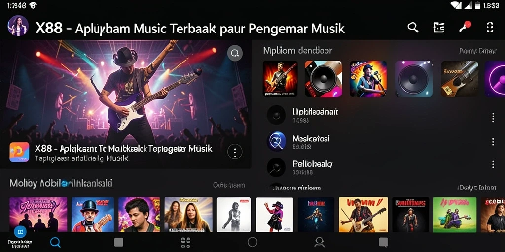 Tampilan gameplay <strong>X88</strong> yang penuh warna dengan berbagai genre musik.